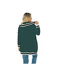 Gameday Couture Women's Dark Green Oregon Ducks Tri-Blend Rounded Stripe Cardigan Sweater