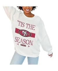 Gameday Couture Women's White San Francisco 49ers Oversized Take a Holiday Pullover Sweatshirt