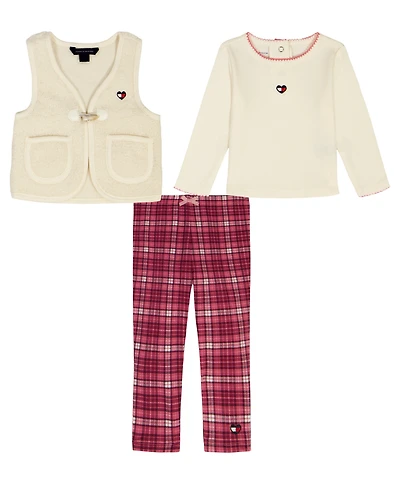 Tommy Hilfiger Baby Girls 3-Piece Crewneck T-Shirt, Vest, and Leggings Set