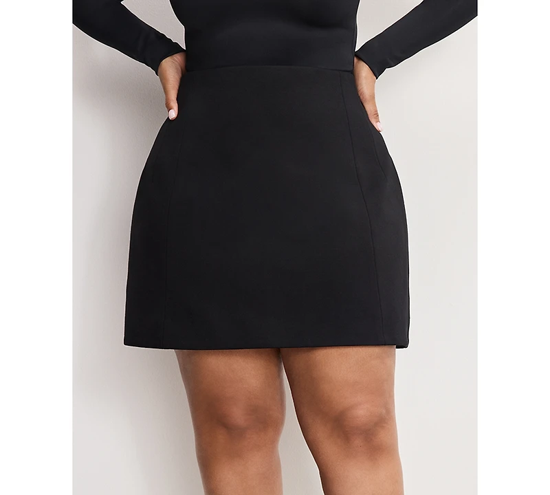 Good American Women's Back Zipper Mini Skirt, Regular and Plus