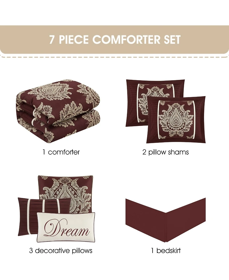 Stratford Park Therese Damask 7-Pc. Comforter Set, California King