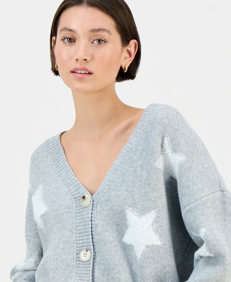 Ultra Flirt Juniors' Novelty Three-Button Cardigan Sweater