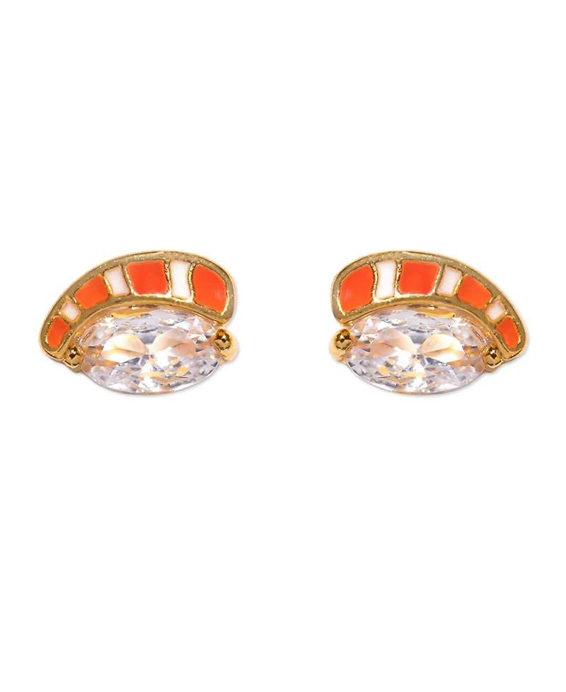Girls Crew Crystal Gold Plated Salmon Nigiri Studs