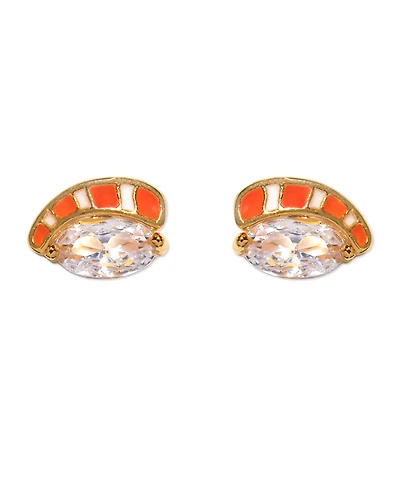 Girls Crew Crystal Gold Plated Salmon Nigiri Studs