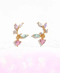 Girls Crew Crystal Multi-Color Love Blooms Earrings