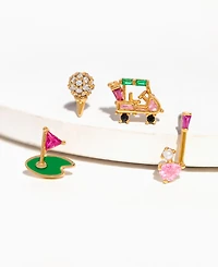 Girls Crew Crystal Gold Plated Hole In One Stud Set