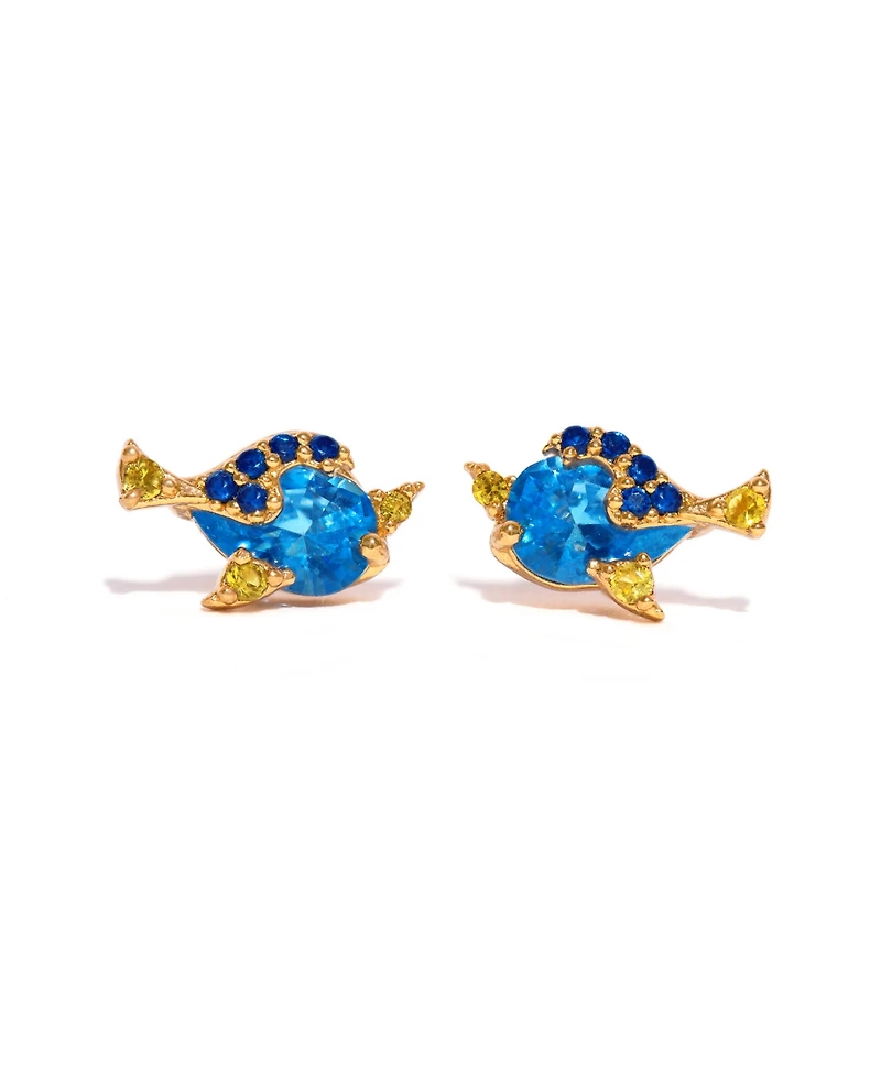 Girls Crew Crystal Gold Plated Pixar Finding Nemo Dory Stud Earrings