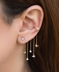 Girls Crew Crystal Gold Plated Mari Chandelier Stud and Cuff Earrings
