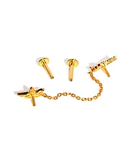 Girls Crew Crystal Butterfly Effect Flat Back Gold Plated Double Earrings