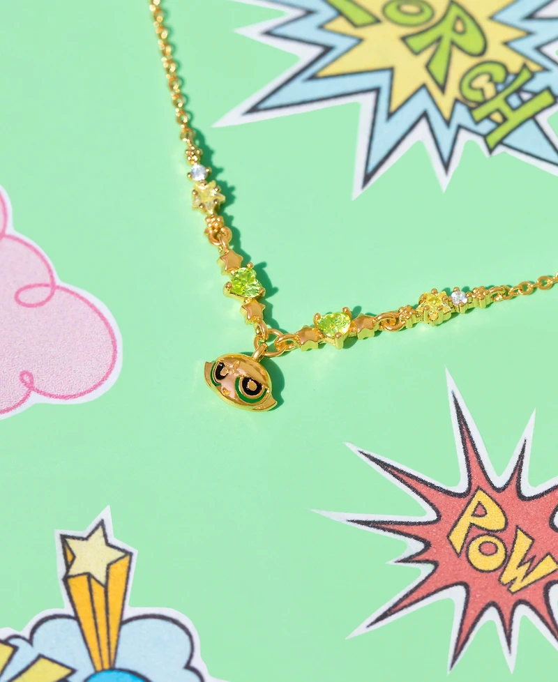 Girls Crew Crystal The Powerpuff Girls Gold Plated Buttercup Necklace