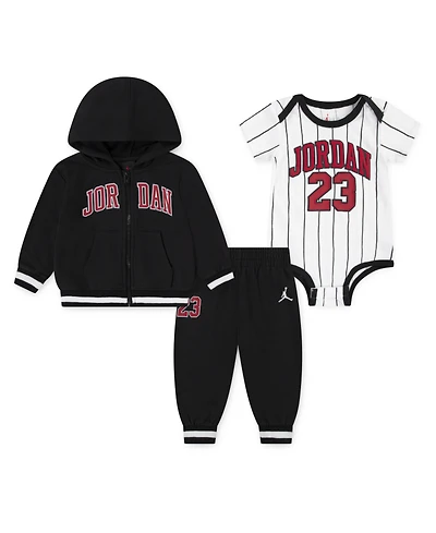 Jordan Baby Boys 3-Piece Jersey Full-Zip Hoodie, Bodysuit and Pants Set
