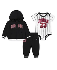 Jordan Baby Boys 3-Piece Jersey Full-Zip Hoodie, Bodysuit and Pants Set