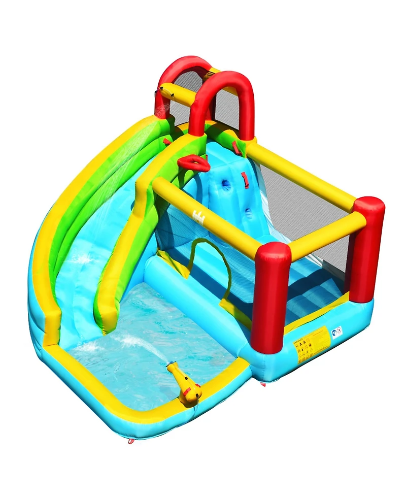 Gymax Inflatable Kids Water Slide Jumper Bounce House Splash Water Pool with 735W Blower