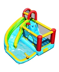 Gymax Inflatable Kids Water Slide Jumper Bounce House Splash Water Pool with 735W Blower