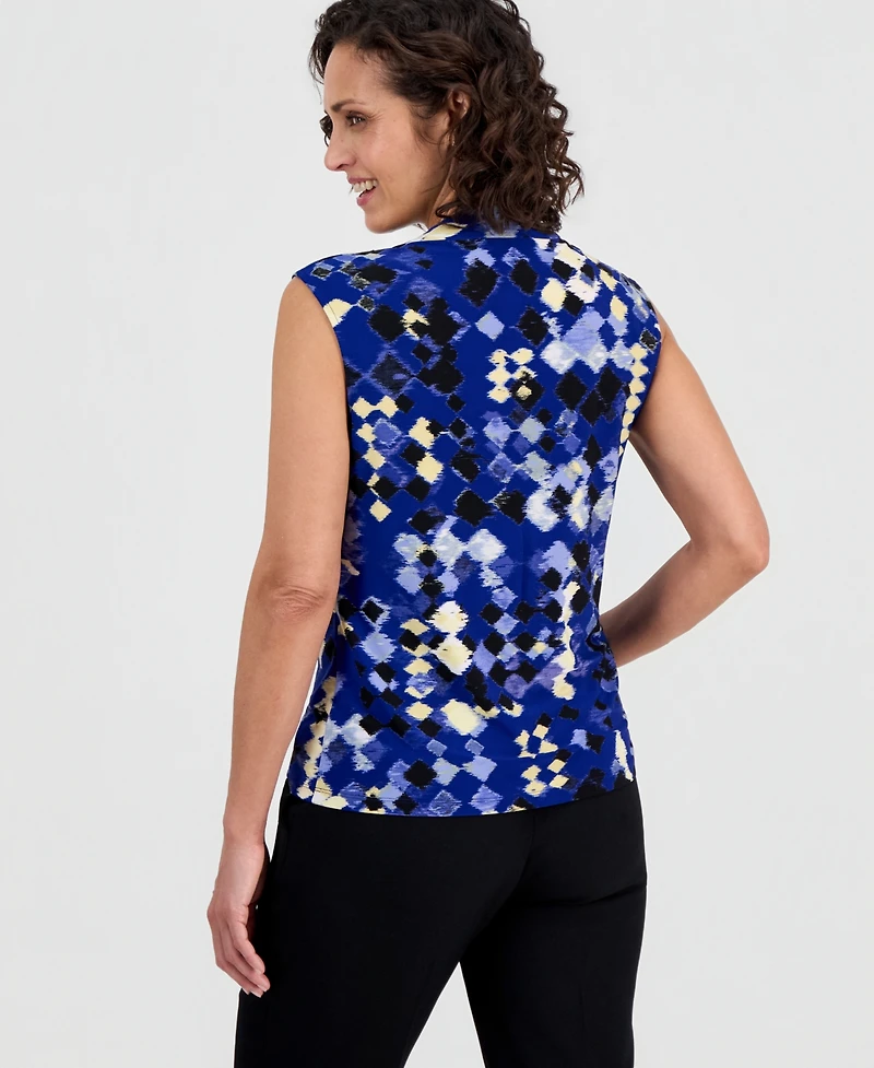 Kasper Women's Diamond Print Cowl Neck Top