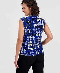 Kasper Women's Diamond Print Cowl Neck Top