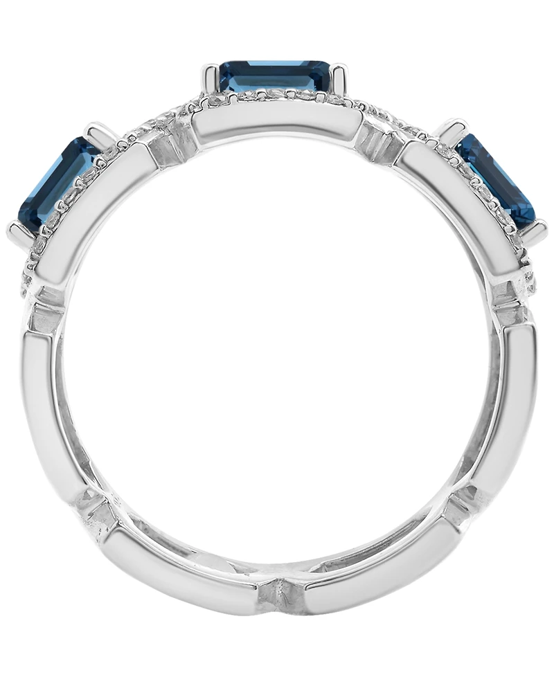 Macy's London Blue Topaz (1ct. t.w.) and Diamond (1/4 ct. t.w.) Ring in 14K White Gold