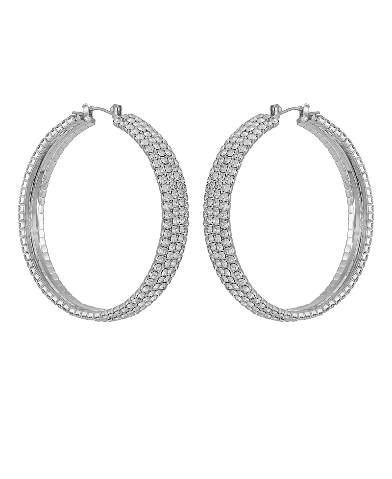 Guess Rhinestone Pave Large Hoop Earrings