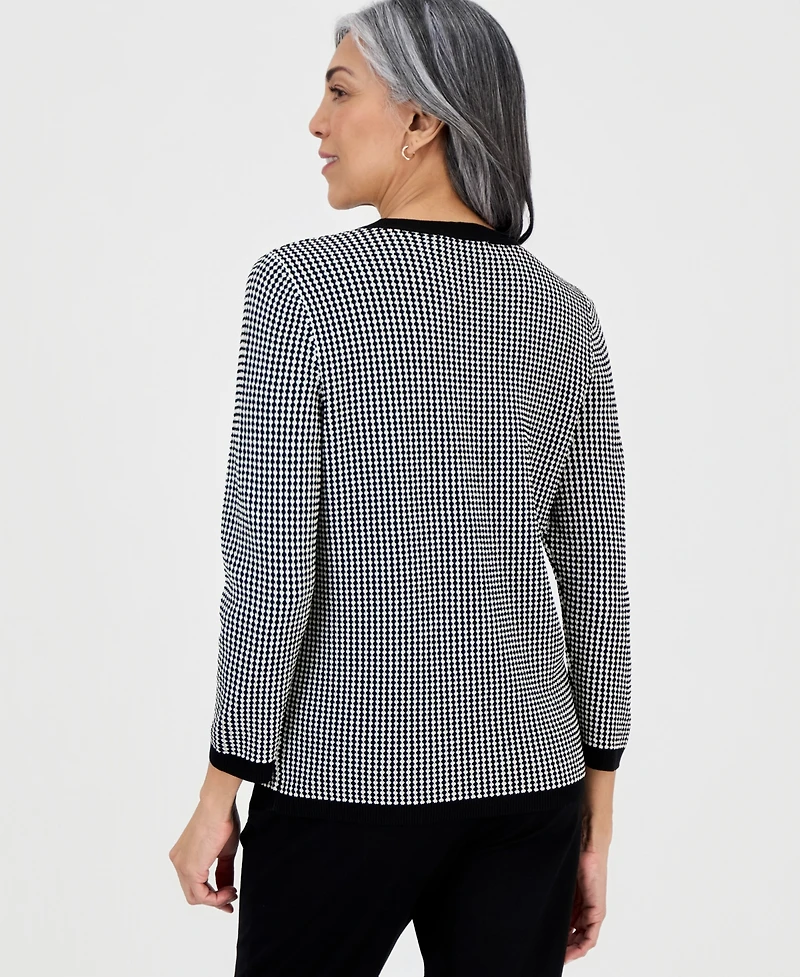 Kasper Women's Geometric-Print Crewneck Sweater