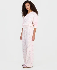 Tinseltown Juniors' Printed High-Rise Side-Stripe Scuba Pants