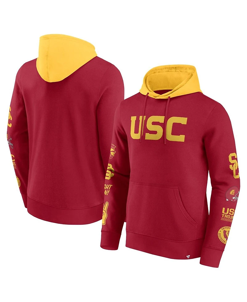 Fanatics Men's Cardinal/Gold Usc Trojans Color Block Badge Fleece Pullover Hoodie