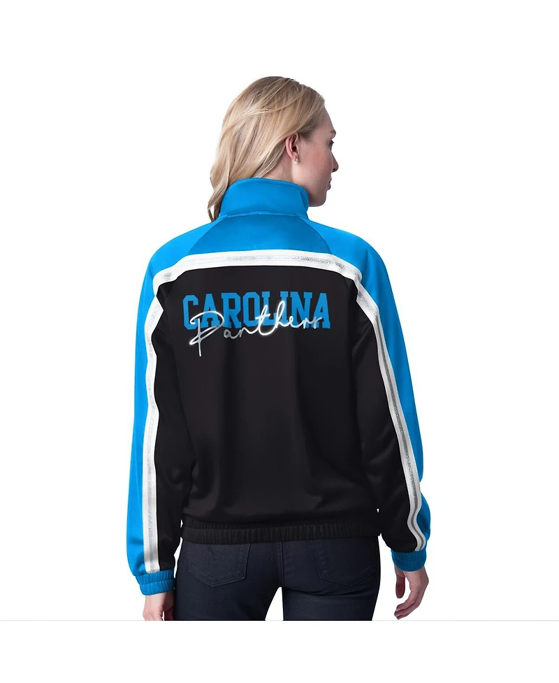 G-iii 4Her by Carl Banks Women's Black Carolina Panthers Post Game Full-Zip Track Jacket