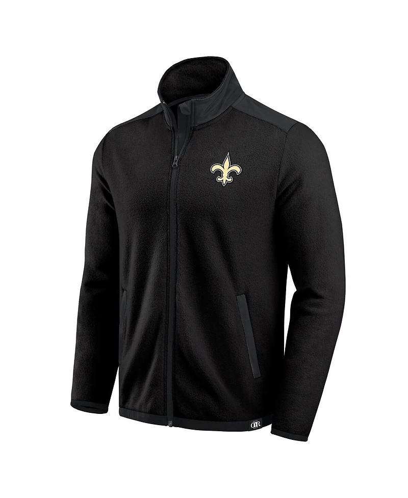Darius Rucker Collection by Fanatics Men's Black New Orleans Saints Color Block Polar Fleece Full-Zip Jacket