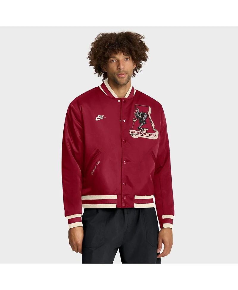 Nike Men's Crimson Alabama Crimson Tide Legacy Full-Snap Bomber Jacket
