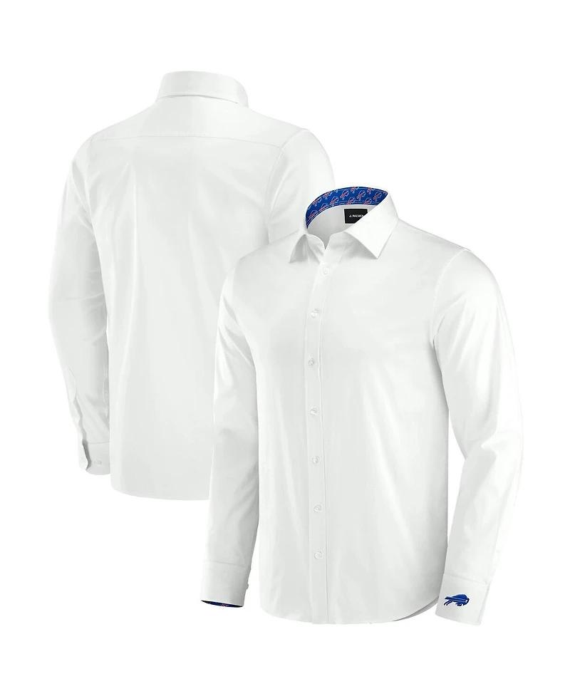 J. Palmer Men's White Buffalo Bills Man-In-Motion Long Sleeve Button-Up Dress Shirt