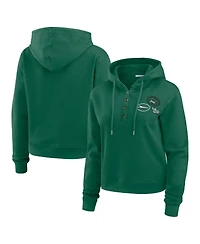 Wear by Erin Andrews Women's Green New York Jets Waffle Hoodie Pullover Top