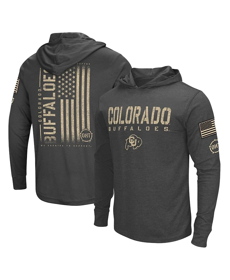 Colosseum Men's Heather Black Colorado Buffaloes Team Oht Military Appreciation Long Sleeve Hoodie T-Shirt