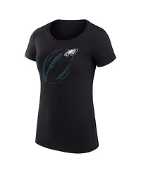 G-iii 4Her by Carl Banks Women's Black Philadelphia Eagles Super-Slim Fit Lightweight Subtle Football T-Shirt