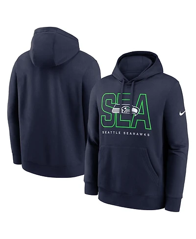 Nike Men's College Navy Seattle Seahawks Busted Play Club Fleece Pullover Hoodie