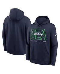Nike Men's College Navy Seattle Seahawks Busted Play Club Fleece Pullover Hoodie