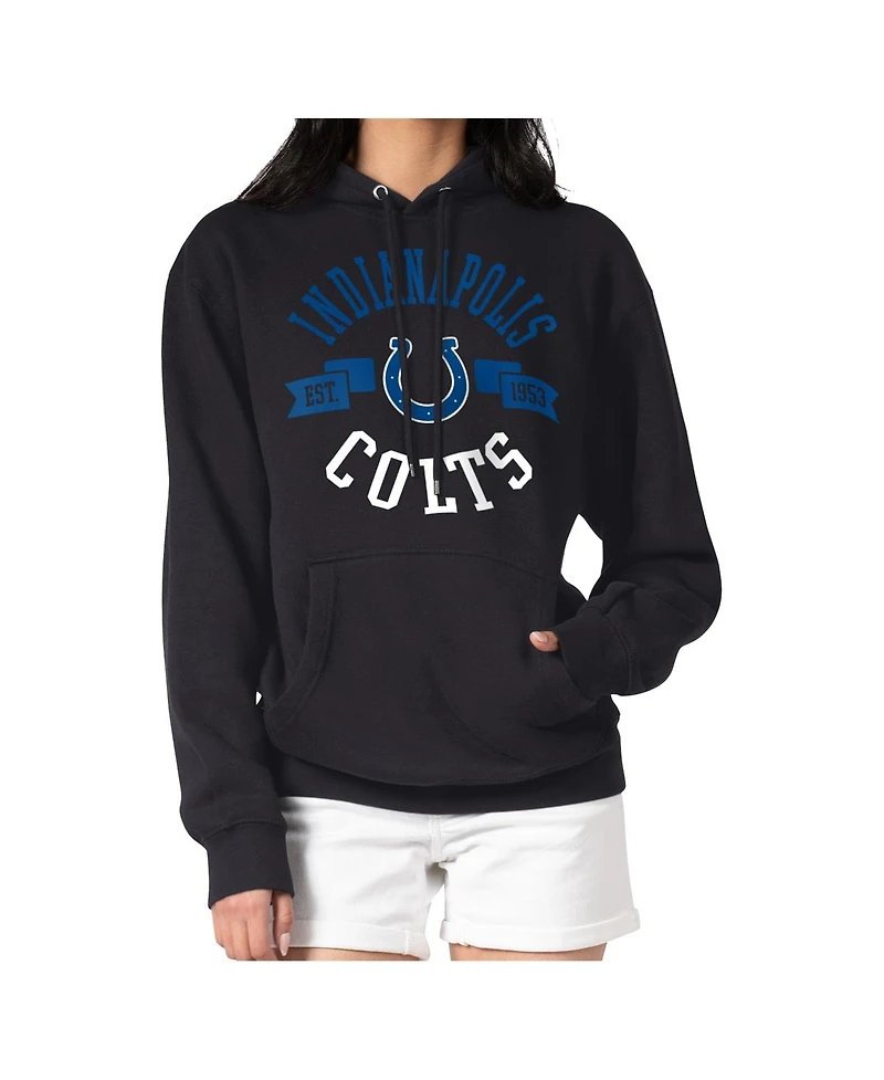 G-iii 4Her by Carl Banks Women's Black Indianapolis Colts Round Team Logo Fleece Tri-Blend Pullover Hoodie