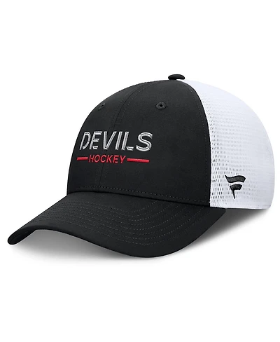 Fanatics Men's Black/White New Jersey Devils Authentic Pro Rink Lockup Adjustable Trucker Hat