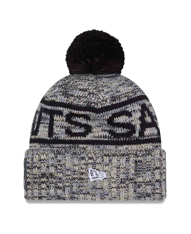 New Era Men's Black New Orleans Saints 2025 Sideline Cold Weather Cuffed Knit with Pom Hat