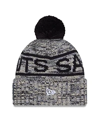 New Era Men's Black New Orleans Saints 2025 Sideline Cold Weather Cuffed Knit with Pom Hat