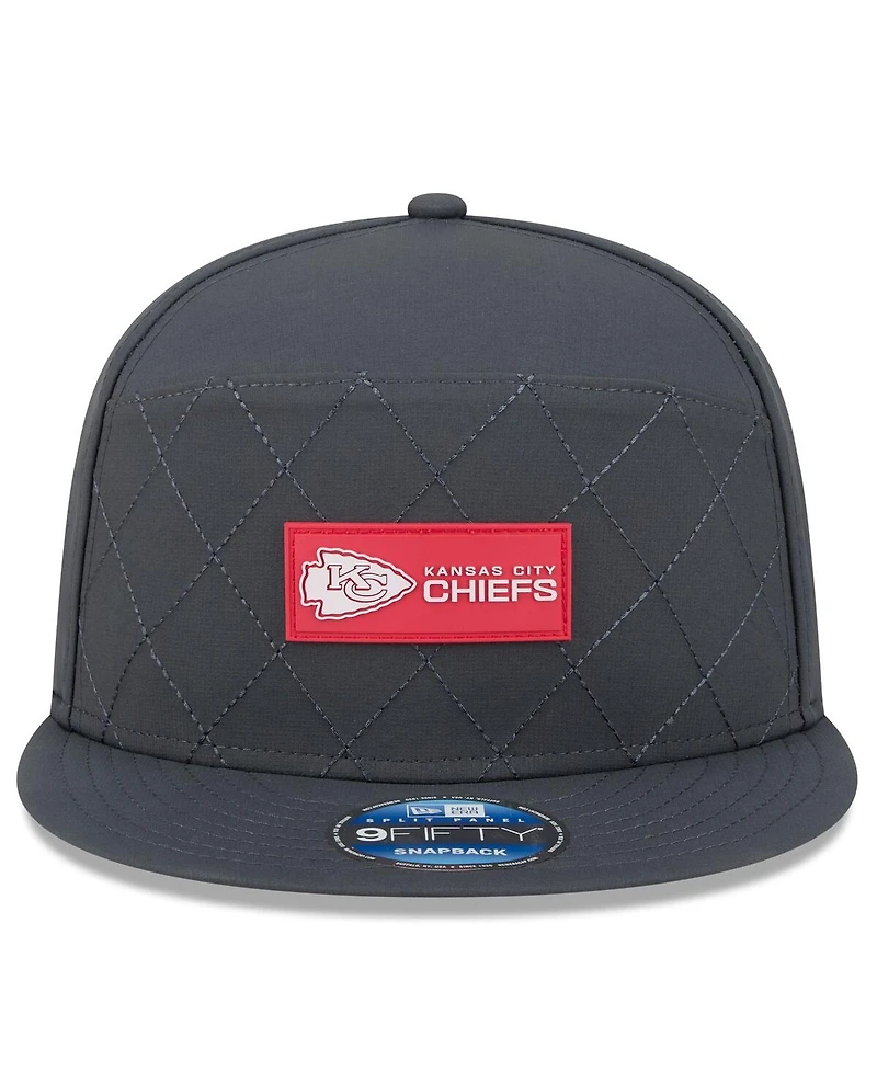 New Era Men's Charcoal Kansas City Chiefs 2025 Sideline Cold Weather Split Panel 9FIFTY Snapback Hat