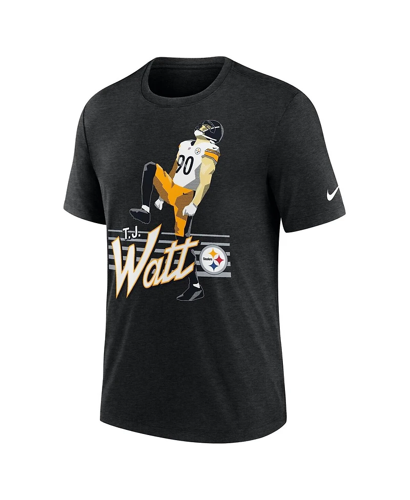 Nike Men's T.j. Watt Heather Black Pittsburgh Steelers Player Graphic T-Shirt