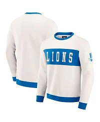 Darius Rucker Collection by Fanatics Men's Cream Detroit Lions Color Block Crewneck Sweatshirt