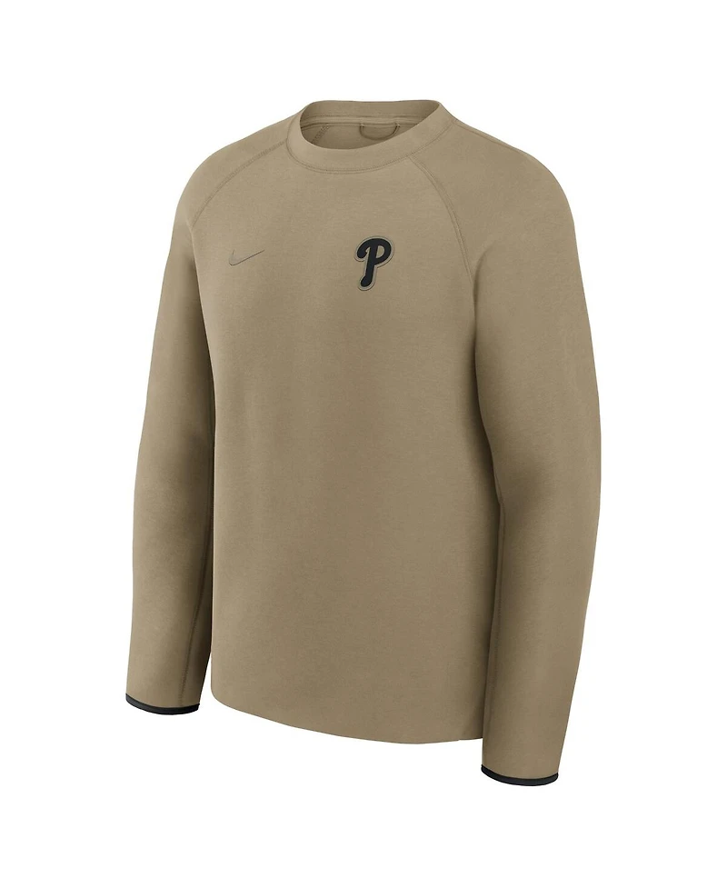 Nike Men's Olive Philadelphia Phillies Tech Fleece Raglan Sweatshirt