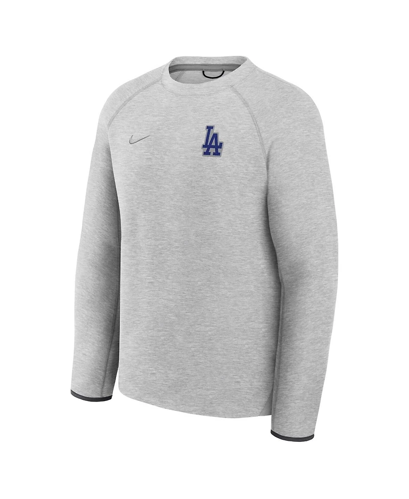 Nike Men's Heather Charcoal Los Angeles Dodgers Tech Fleece Raglan Sweatshirt