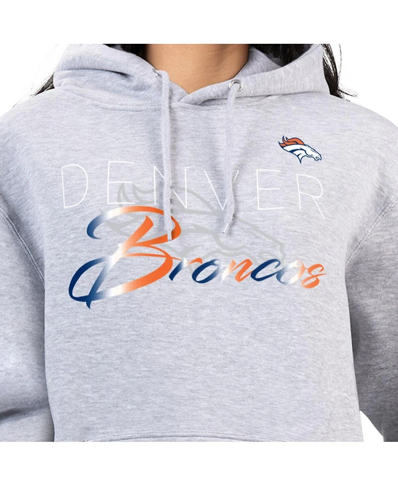 G-iii 4Her by Carl Banks Women's Gray Denver Broncos Shadow Logo Fleece Pullover Hoodie