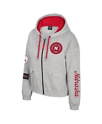 Colosseum Women's Gray Nebraska Huskers Alfie Full-Zip Hoodie Jacket