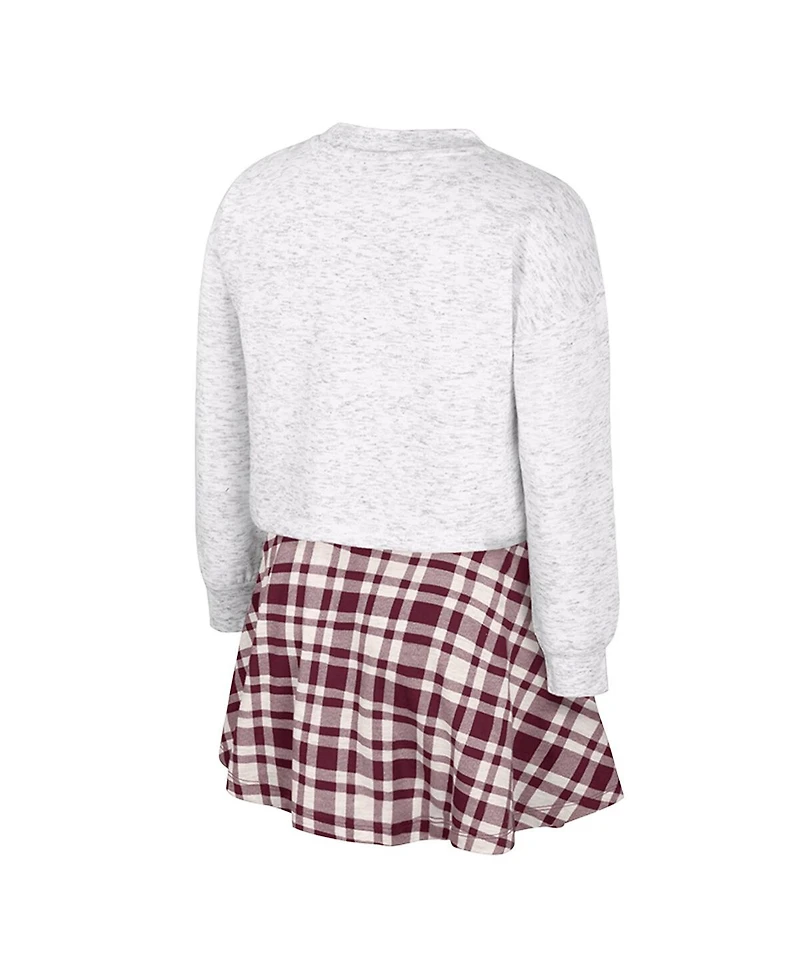 Colosseum Big Girls 2-Piece Gray Texas A&M Aggies Marceline Plaid Skirt and Top Set