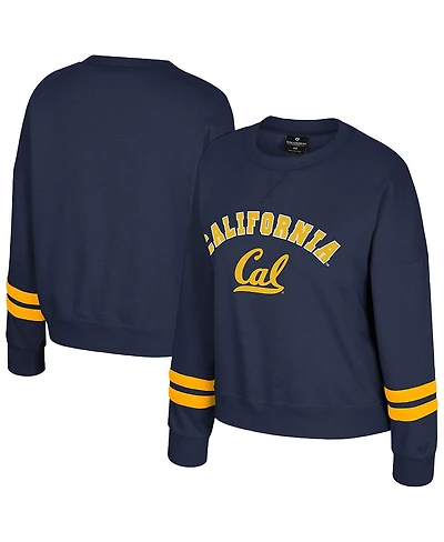 Colosseum Women's Navy Cal Bears Splashy Crewneck Fleece Sweatshirt