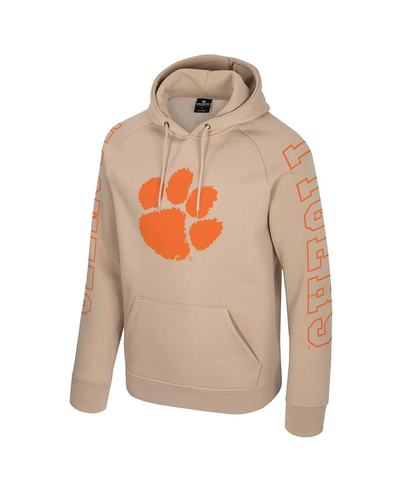 Colosseum Men's Tan Clemson Tigers Big Break Raglan Hoodie
