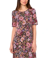 Vince Camuto Women's Floral Print Crew Neck Dress