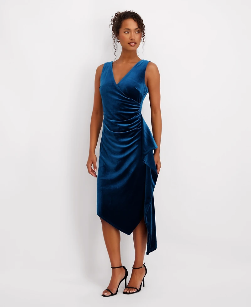 kensie Women's Asymmetrical Hem Midi Dress